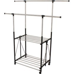 Greenway GRGR200 Stainless Steel Collapsible Double-Bar Garment Rack
