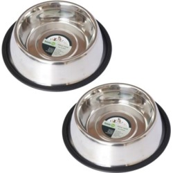 Iconic Pet Stainless Steel Non-Skid Pet Bowl for Dog or Cat; 8 oz./1 cup; Pack of 2