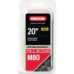 Oregon 20 in. Bar Saw Chain; 0.325 Pitch; 0.050 Gauge; Use 3/16 in. File; 80 Drive Links