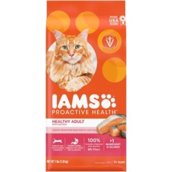 Iams PROACTIVE HEALTH Adult Healthy Dry Cat Food with Salmon Cat Kibble, 7 lb. Bag