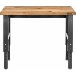 Gladiator Adjustable Height Hardwood Workbench with Hammered Granite Finish; 48 in. W x 24 in. D x 29-42 in. H