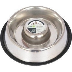 Iconic Pet Slow Feed Stainless Steel Pet Bowl for Dog or Cat; 12 oz.