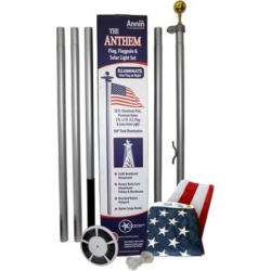 Annin American Flag and Flagpole Set, 20 ft. Aluminum 5, section In, Ground Flagpole and 3 ft. x 5 ft. US Flag