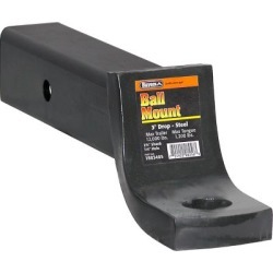 Buyers Products 2-1/2 in. Ball Mount with 3 in. Drop x 10 in. Long Tube, Black
