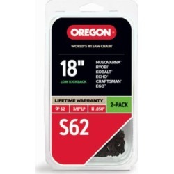 Oregon 18 in. Bar Saw Chain; 0.375 Pitch; 0.050 Gauge; Use 5/32 in. File; 62 Drive Links