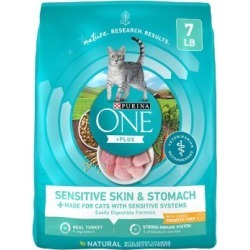 Purina ONE Sensitive Stomach, Sensitive Skin, Natural Dry Cat Food, Sensitive Skin & Stomach Formula, 7 lb. Bag