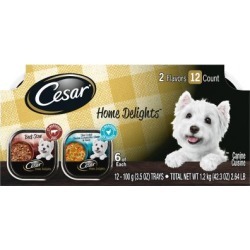 Cesar Home Delights Variety Pack Chicken & Vegetables and Beef Stew Dog Food, Pack of 12