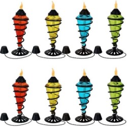 Sunnydaze Decor Colored Glass Outdoor Tabletop Torches, Set of 8, WKO-153-2PK