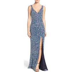 Women's MAC Duggal Sequin Slit Gown, Size 0 - Blue