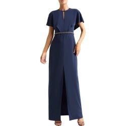 Women's Halston Heritage Cape Sleeve Gown, Size 0 - Blue