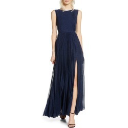 Women's Fame And Partners The Luna Pleat Gown, Size 12 - Blue