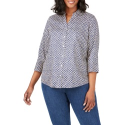 Plus Size Women's Foxcroft Mary Shadow Dot Print Shirt