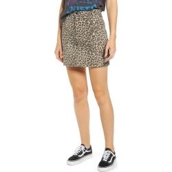 Women's Made In Blue Denim Leopard Print Denim Miniskirt, Size X-Large - Brown