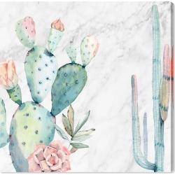 Oliver Gal Marble & Succulents Canvas Wall Art