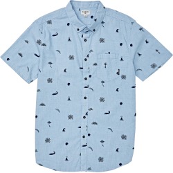 Boy's Billabong Sundays Button-Down Shirt, Size S (4) - Blue