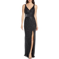 Women's MAC Duggal Beaded Mesh Gown, Size 4 - Grey