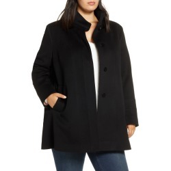 Plus Size Women's Fleurette Stand Collar Wool Car Coat
