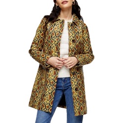 Women's Topshop Snake Embossed Car Coat, Size 8 US (fits like 6-8) - Yellow