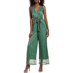 Women's 4Si3Nna Lorraine Metallic Sleeveless Wide Leg Jumpsuit, Size Small - Green