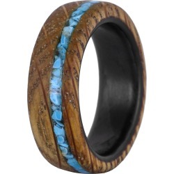 Men's Element Ring Co. Whiskey Barrel Wood & Turquoise Ring