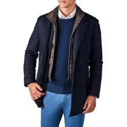 Men's Zanella Classic Fit Stretch Wool Car Coat, Size Large - Blue