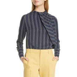 Women's Club Monaco Stripe Asymmetrical Pleat Top