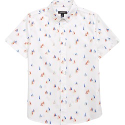 Nordstrom Kids' Tilden Print Short Sleeve Cotton Button-Down Shirt, Size 4 in White Sweet Sailboat at Nordstrom found on Bargain Bro from Nordstrom Canada for USD $26.48