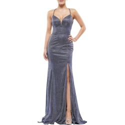 Women's Colors Dress Glitter Mermaid Gown, Size 0 - Blue