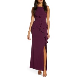 Women's Eliza J Ruffle Front Gown, Size 0 - Red