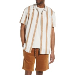Treasure & Bond Stripe Short Sleeve Linen & Cotton Button-Up Shirt, Size Large in Ivory- Tan Sandstone Stripe at Nordstrom found on Bargain Bro from Nordstrom Canada for USD $45.60