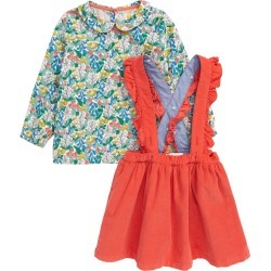 Infant Girl's Mini Boden Floral Top & Corduroy Pinafore Set