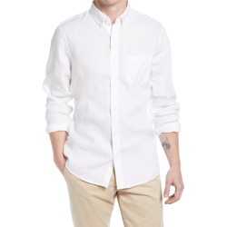 Nordstrom Trim Fit Solid Linen Button-Down Shirt, Size Xx-Large in White at Nordstrom found on Bargain Bro from Nordstrom Canada for USD $58.54