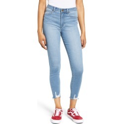 Women's Articles Of Society Heather High Waist Distressed Hem Crop Jeggings, Size 25 - Blue