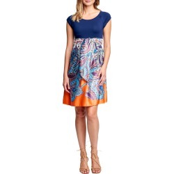 Women's Maternal America Tie Front Maternity Dress, Size X-Large - Blue