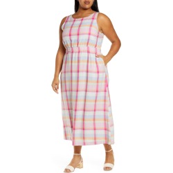 Nordstrom Matching Family Moments Plaid Tie Back Midi Dress, Size 2X in Blue- Pink Multi Madras at Nordstrom found on Bargain Bro from Nordstrom Canada for USD $41.21
