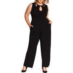 Plus Size Women's City Chic Angular Wide Leg Jumpsuit, Size Large - Black