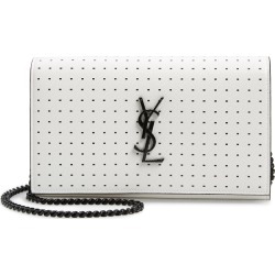 Women's Saint Laurent Kate Square Dot Wallet On A Chain - White