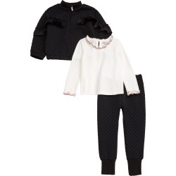 Toddler Girl's Habitual Jada Quilted Track Jacket, Pants & Long Sleeve Shirt Set