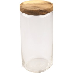 Be Home Tall Glass & Acacia Wood Storage Canister, Size One Size - White