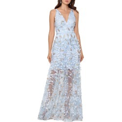 Women's Xscape 3D Floral V-Neck Gown