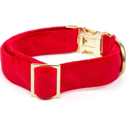 The Foggy Dog Velvet Dog Collar, Size Large - Red