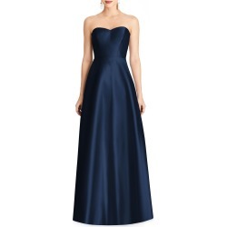 Women's Alfred Sung Strapless Sateen Gown, Size 0 - Blue