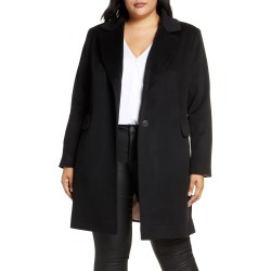 Plus Size Women's Fleurette Notch Collar Coat, Size 18W - Black (Plus Size) (Nordstrom Exclusive)