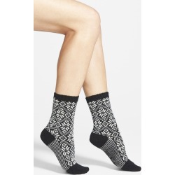 Women's Smartwool Snowflake Pattern Crew Socks, Size Medium - Black