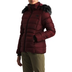 Women's The North Face Gotham Ii Hooded Water Resistant 550-Fill-Power Down Jacket With Faux Fur Trim, Size Small - Red