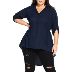 Plus Size Women's City Chic Button Front High/low Shirt
