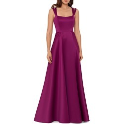 Women's Xscape Double Strap Satin A-Line Gown