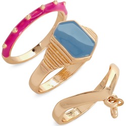 Open Edit Set of 3 Stacking Rings, Size Medium/large in Blue- Pink- Gold at Nordstrom found on Bargain Bro from Nordstrom Canada for USD $13.16