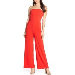 Women's Fraiche By J Strapless Wide Leg Jumpsuit, Size Small - Red