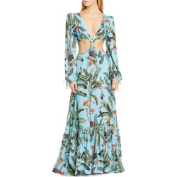 Women's Patbo Tropical Long Sleeve Cutout Gown